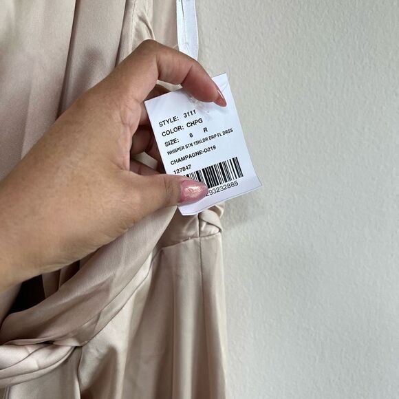 Dessy Collection One Shoulder Draped Twist Empire Waist Trumpet Gown 6R New - Picture 4 of 12